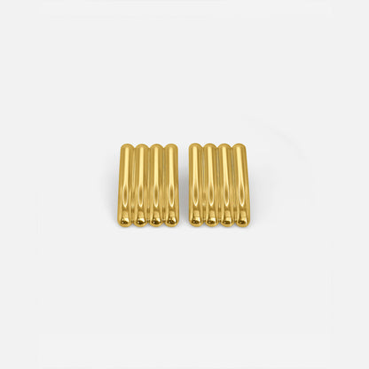 LONG RIBBED EARRINGS GOLD